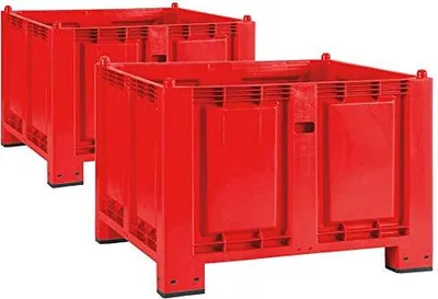 Produktbild von 2x Palettenbox, 4 Füßen, LxBxH 1200x800x850 mm, geschlossen, Trgkr 500 kg, rot