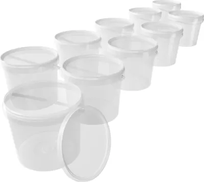 Produktbild von Kunststoffeimer mit Deckel | rund 5L | PP | Lebensmittelecht | Transparent 10 Stück