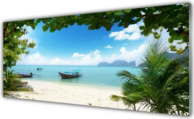 Produktbild von Acrylglasbilder 125x50 Wandbild Druck Meer Boot Landschaft