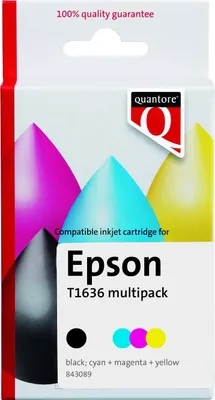 Produktbild von Quantore - Tintenpatronen-Alternative für 16XL T1636 Schwarz + 3 Farben HC