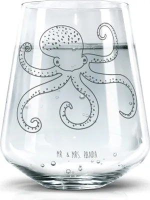 Produktbild von Mr. & Mrs. Panda Panda Glas Tintenfisch - Transparent - Geschenk, Becherglas, Wasser, Tumbler, Meer, Meerestier, Limonadenglas, Wasserglas, Krake, Trinkglas, Ozean