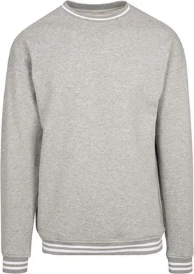 Produktbild von Build Your Brand BY104 | Herren College Sweat Crew, Baumwoll-Mix - Farbe: Heather Grey/White - Größe: 4XL