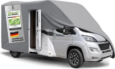 Produktbild von WALSER Premium Wohnmobil Abdeckplane, 100% wetterfeste Wohnmobilabdeckung, wasserdichte Wohnmobilplane mit UV-Schutz, Schutzhülle für Reisemobile + Aufbewahrungstasche 730x250x225cm (Dachlänge: 655cm)