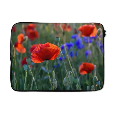 Produktbild von MuchoWow® Laptop Hülle 14 ZollBunte Mohnblumen in den Niederlanden Laptoptasche - Laptoptasche - Stoßsicher - Schutzhaube