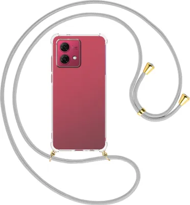 Produktbild von Handykette Backcover-Schutzhülle mit Band (Metall goldfarben) für Motorola Moto G84 5G (6.5'') - silbergrau