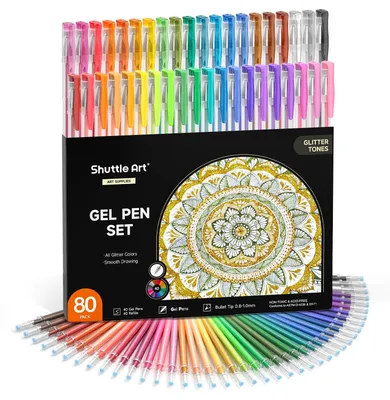 Productafbeelding van 80 Stuks Glitter Gelpennen Set, 40 Kleurrijke Glitterkleuren + 40 Reservevullingen