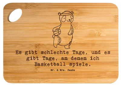 Produktbild von Mr. & Mrs. Panda Hackbrett Panda Basketball - Transparent - Geschenk, vesperbrett, Schneidebrett, Verein, Basketballplatz, Holzbrett, Frühstücksbrett, Frühstücksbrettchen