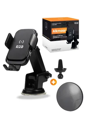 Productafbeelding van R2B Telefoonhouder Auto met Draadloze Oplader – Voor Raam Dashboard en Ventilatierooster – Inclusief Dashboardpad