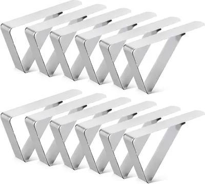 Produktbild von 12er-Pack Tischdeckenklammern, Picknicktischklammer, Tischdeckenklammern für drinnen und draußen, Tischdeckenhalter aus Edelstahl für Partys, Camping, Hochzeiten, Silber