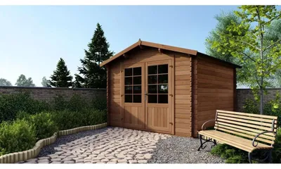 Image de Abri de jardin en bois - 9m2 - 3x3m - Traité - Ep. 28mm - Couleur: marron - DOM427 - ALTANKA