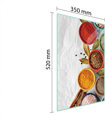 Produktbild von Herdabdeckplatte 35x52 Glaskeramikkochfeld Abdeckung Spritzschutz Glasplatte Deko Schneidebrett Gewürze Küche