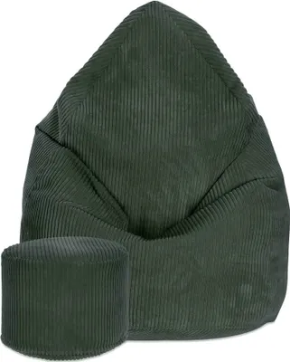 Produktbild von Dreamroots Bean Bag 80x80x120cm Sitzsack mit Lehne und Hocker und Bezug Sitzkissen Boden Chill Sack Bubibag Sitzsack Forest Symphony