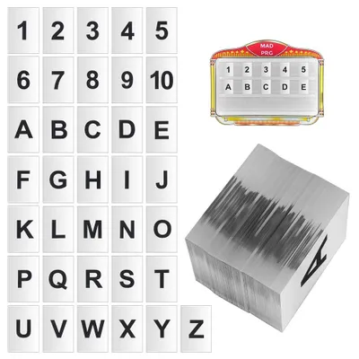 62 Acryl-Ersatzkarten A-Z & 1-10 für Flaschenservice-Schilder, 76x50 mm