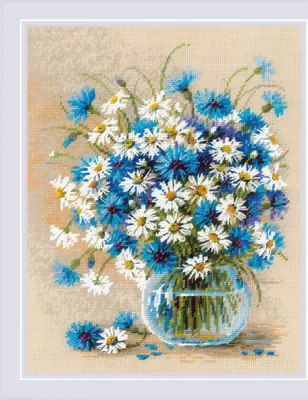 Obrázek produktu pro Výšivky křížem Riolis "Sedmikrásky a chrpy", 24x30cm, počítaný vzor