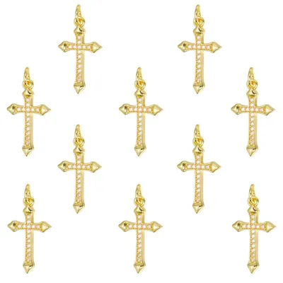 Productafbeelding van Set van 10 gouden kruis-hangers voor sieraden