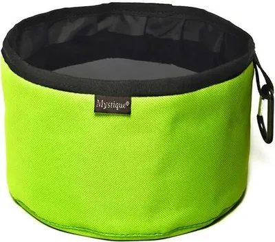 Produktbild von Mystique Reisetrinknapf Reisenapf mit Karabiner faltbar Faltnapf 2,0l neon grün