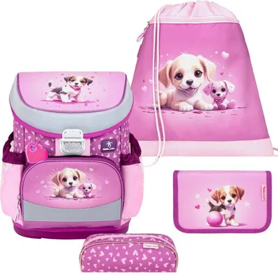Produktbild von Belmil Mini-Fit ergonomisches Schulranzen-Set 4-teilig "Little Puppies" mit Brustgurt