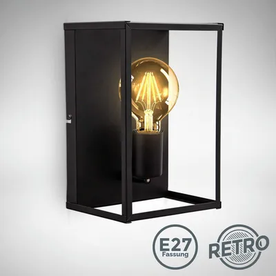 Immagine prodotto di B.K.Licht Lampada da parete o soffitto, attacco per lampadina E27 non inclusa, Plafoniera in metallo nero opaco, 262x172x140 mm, applique rettangolare con 1 punto luce per corridoio o entrata