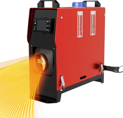 Produktbild von NAIZY 8KW Diesel-Lüfterheizer Standheizung 12V mit Schalldämpfer, Fernbedienung und LCD Monitor – Heizgerät für Camping, Werkstatt, Lager, Innenräume, Boote & Maschinen, Rot – Stil B