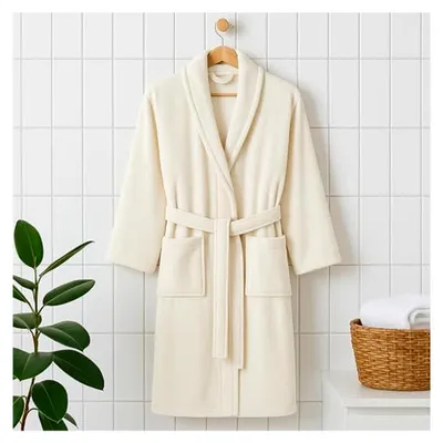 Produktbild von Bademantel in den Größen 4XL bis 6XL mit Schalkragen und Taschen, weich und saugfähig, ideal für Sauna und Spa, auch für große Größen, Morgenmantel