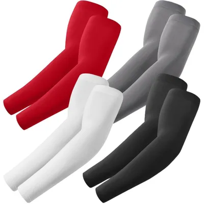 Obrázok produktu pre Rukávy s UV ochranou pre dámy a pánov, ochranné návleky na ruky, vhodné na hranie hier, cyklistiku, volejbal, basketbal, čierna, biela, tmavosivá, červená, sada 4 kusov