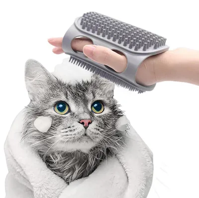 Image de Brosse pour chien en silicone, grise, 1 pièce