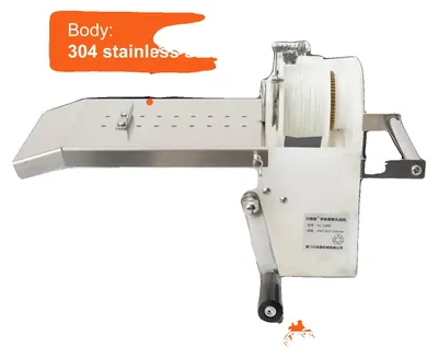 Obrázek produktu pro Ruční stroj na vázání klobás, vyrobený z nerezové oceli 304, rozměry 460 mm x 250 mm x 210 mm, průměr klobásy 0-42 mm, rychlost vázání 50 uzlů/minutu, hmotnost 3,5 kg