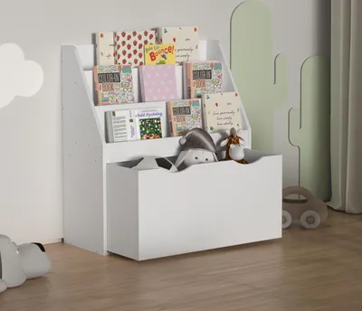 Produktbild von VCM Holzregal mit Rollen Schublade | platzsparendes Kinder Regal | Maße: H. 80 x B. 73 x T. 30 cm | Elegantes Regal stehend | Aufbewahrungsbox | Bücherregal | Aufbewahrungsregal - Besira L
