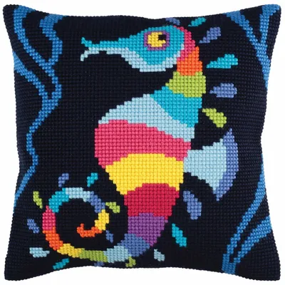 Produktbild von Stempeldruck-Stickset Kissen "Meeresmosaik", 5345, 40x40 cm