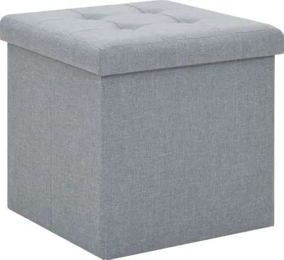 Immagine prodotto di SYFAX™ Sgabello con vano portaoggetti Look lino grigio chiaro