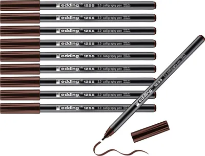 Produktbild von edding E-1255 10 Filzstifte mit Spitze Kalligraphie dunkelbraun 2 mm