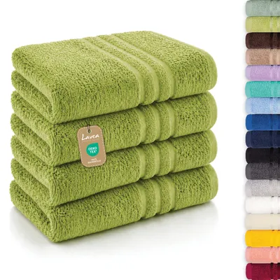 Produktbild von Lavea® 4er Set Handtücher 50x100 cm - Elena, 100% Baumwolle, Saugstark & Weich, Waschbar, Trocknergeeignet, Frottierhandtuch - Lindgrün
