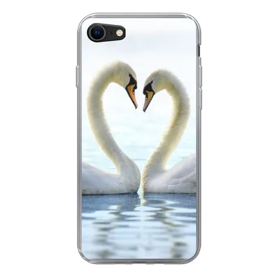 Produktbild von MuchoWow® Handyhülle Schutzhülle Hülle für iPhone 7 Schwäne - Herz - Ehepaar Silikon Softcase Handy Hülle - Kartenhalter