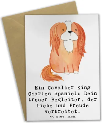 Produktbild von Mr. & Mrs. Panda babykarte Cavalier King Charles Spaniel - Weiß - Geschenk, Hunderassen, Zuneigung, Pflege, Hund, charmant, treuer Begleiter, osterkarten, vatertagskarte