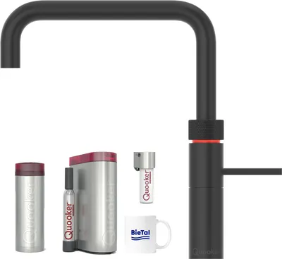 Produktbild von Quooker Wasserhahn Fusion Square schwarz & PRO3 & Sprudelwasser CUBE mit Filter