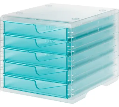 Produktbild von Schubladenbox styrowingsbox 5 Schübe light transparent/aqua