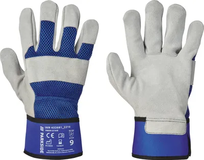 Produktbild von PARKSIDE D H Arbeitshandschuhe Leder Best Blue/Light Grey Size 9 4 Stck.