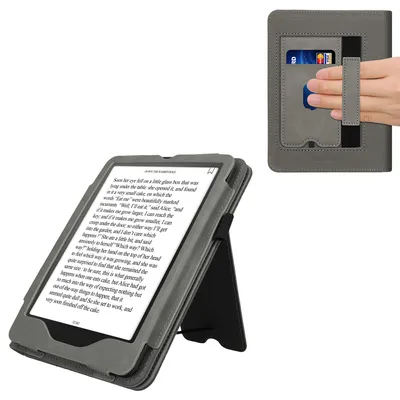 Produktbild von kwmobile Schutzhülle kompatibel mit Amazon Kindle Paperwhite (2024)/Colorsoft Flip Hülle - Cover mit Handschlaufe - Pusteblume Love Grau
