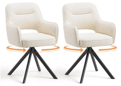 Image de Lot 2 Chaise pivotante premium avec demi-accoudoirs - Base métallique haute stabilité - Beige
