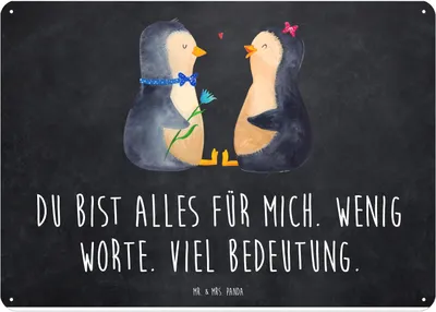 Produktbild von Mr. & Mrs. Panda tafel Pinguin Pärchen DIN A4 - Kreidetafel - Geschenk, Liebe, Pinguine, Blechschild, Hochzeitstag, Wandbild, Türschild, Schild, Metallschild, Jahrestag