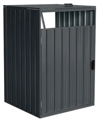 Produktbild von HOME DELUXE - Mülltonnenbox CUBO - Erweiterung - Platz für 1 x 240 Liter Mülltonnen, Farbe: Anthrazit, Witterungsbeständig inklusive Schloss und Schlüssel I Mülltonnenbox Gartenbox
