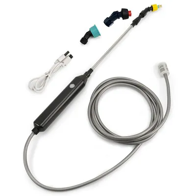 Produktbild von Akku-Drucksprüher 3,7 V – Elektrischer Pflanzensprüher für Garten und Hof – Inklusive 3 m Schlauch und 3 verschiedenen Düsen, ideal als Gartenspritze für Rasen und Pflanzen