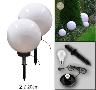 Produktbild von 2er Set Aussenleuchte Kugellampe "Marlon" E27 : Mit LED Leuchtmittel 20cm + 20cm