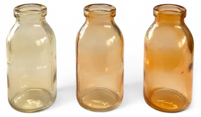 Produktbild von Glasvase 3er Set "Bottle klein" Ø 5 x 10,5cm | Glasflaschen GELB