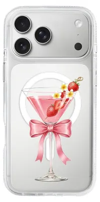 Produktbild von Hartschalenhülle für das iPhone 17 Pro Max, kompatibel mit MagSafe, transparent, Erdbeercocktail