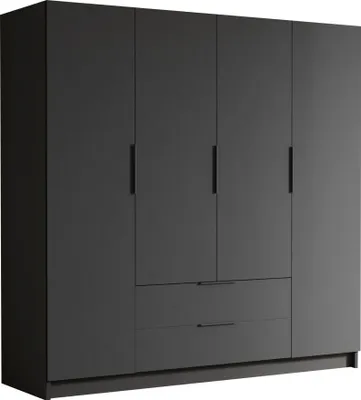 Produktbild von MIRJAN24 Kleiderschrank Sofia I 200, Schlafzimmer, Drehtürenschrank, mit Kleiderstange, Modern, Garderobenschrank, Metallgriffe (Farbe: Schwarz + Schwarz)