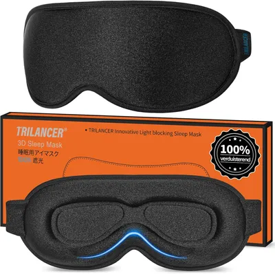 Produktbild von Schlafmaske 100% Lichtundurchlässig, Komfortables Nachtmasken für Schlafen, Meditieren, Reisen, Schwarz