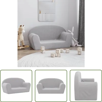 Image de The Living Store Canapé pour enfants 2 places Gris clair Doux en peluche