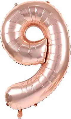 Produktbild von Folienballon Zahl 9, ca. 80 cm, rosegold, für Luftbefüllung