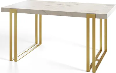 Immagine prodotto di Tavolo rettangolare per sala da pranzo ROSA, dimensioni: 200X90X77 cm, tavolo per soggiorno colore: MARMUR, con gambe in metallo color oro